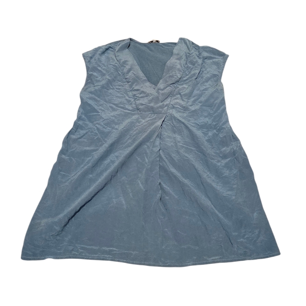 Jigsaw Blue Sleeveless Silk Blend V-Neck Blouse Size S